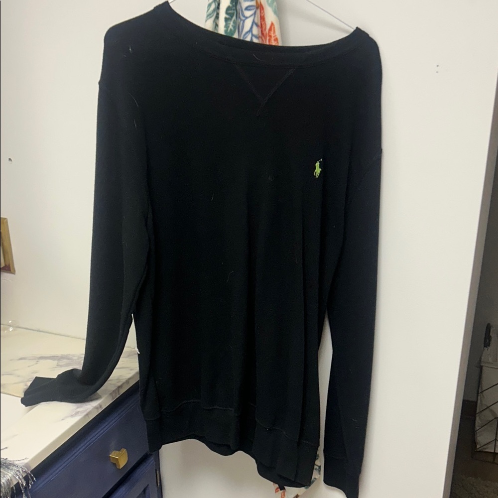 Polo Ralph Lauren Black Crewneck Sweater with Green Logo